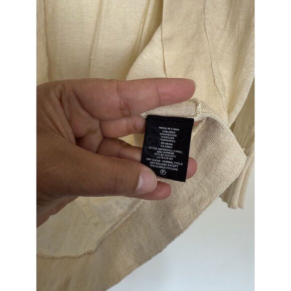 Theory Women's Waterfall Sag‎ Harbor Yellow Linen Blend Cardigan Size large - Picture 6 of 7